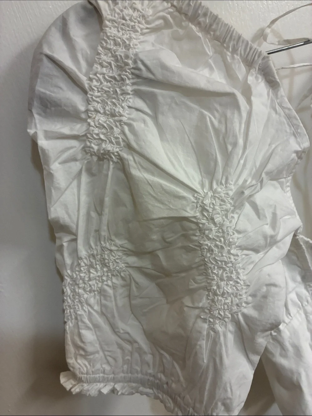 NWT-Zara White Puff Sleeve Tie-Front Crop Top-Sz L
